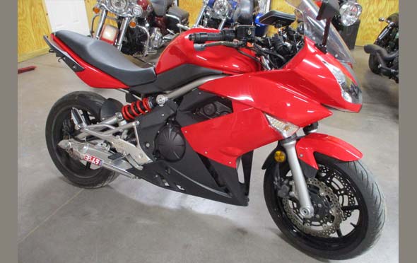 2009 Kawasaki Ninja 650 with aftermarket Yoshimura exhaust sold at Buttorff's Sales and Service in Hartleton, PA